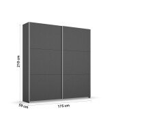Schwebetürenschrank >Aurelia< in grau metallic - 175x210x59 (BxHxT)