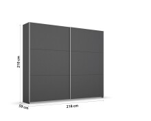 Schwebetürenschrank >Aurelia< in grau metallic - 218x210x59 (BxHxT)