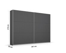 Schwebetürenschrank >Aurelia< in grau metallic - 261x210x59 (BxHxT)
