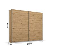 Schwebetürenschrank >Aurelia< in Eiche Artisan - 218x210x59 (BxHxT)