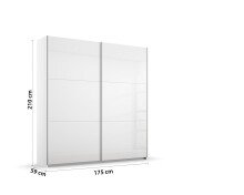 Schwebetürenschrank >Aurelia< in weiß Hochglanz - 175x210x59 (BxHxT)
