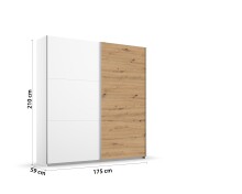 Schwebetürenschrank >Aurelia< in Weiß/ Eiche Artisan Dekor, B/H/T: 175/210/59cm
