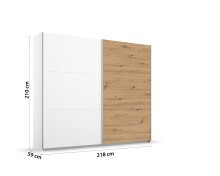 Schwebetürenschrank >Aurelia< in Weiß/  Eiche Artisan Dekor, B/H/T: 218/210/59 cm