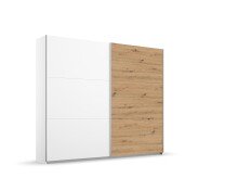 Schwebetürenschrank >Aurelia< in Weiß/  Eiche Artisan Dekor, B/H/T: 218/210/59 cm
