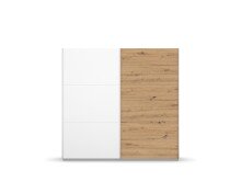 Schwebetürenschrank >Aurelia< in Weiß/  Eiche Artisan Dekor, B/H/T: 218/210/59 cm