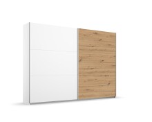 Schwebetürenschrank >Aurelia< in Weiß/ Eiche Artisan Dekor, B/H/T: 261/210/59 cm
