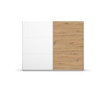 Schwebetürenschrank >Aurelia< in Weiß/ Eiche Artisan Dekor, B/H/T: 261/210/59 cm