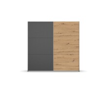 Schwebetürenschrank >Aurelia< in grau-metallic/ Eiche Artisan Dekor, B/H/T: 218/210/59 cm