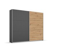 Schwebetürenschrank >Aurelia< in grau-metallic/ Eiche Artisan Dekor, B/H/T: 218/210/59 cm