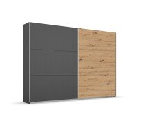Schwebetürenschrank >Aurelia< in grau-metallic/ Eiche Artisan Dekor, B/H/T: 261/210/59 cm