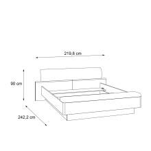 Bett >Jacky< mit Stauraum in Schlammeiche Dekor, 219,8x90,2x242,2cm B/H/T