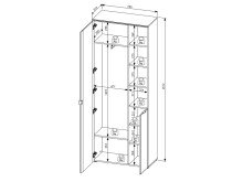 Garderobenschrank >Bari< in Weiß matt, MDF, Spannplatte - 78x202x38cm (BxHxT)