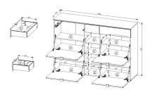 Schuhschrank >Bari< in Weiß matt, MDF, Spannplatte - 148x103x38cm (BxHxT)