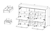 Schuhschrank >Bari< in Weiß matt, MDF, Spannplatte - 148x103x38cm (BxHxT)