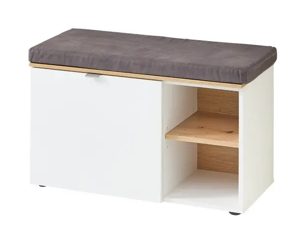 Schuhbank >Bari< in Weiß matt, mit Sitzkissen - 78x50x38cm (BxHxT)