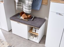 Schuhbank >Bari< in Weiß matt, mit Sitzkissen - 78x50x38cm (BxHxT)