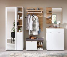 Schuhbank >Bari< in Weiß matt, mit Sitzkissen - 78x50x38cm (BxHxT)