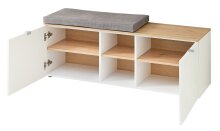 Schuhbank >Bari< in Weiß matt, mit Sitzkissen - 128x50x38cm (BxHxT)
