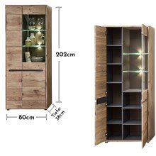 Stauraumvitrine >Bellano< in Viking Oak Dekor - 80x202x38 (BxHxT)
