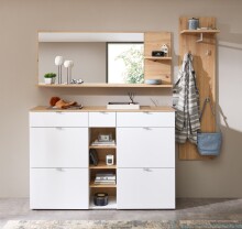 Garderoben-Set >Bari< in Weiß matt, MDF, Spannplatte - 208x202x38cm (BxHxT)