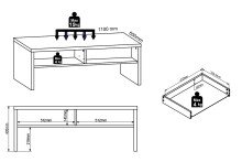 Couchtisch >Bellano< in Viking Oak Dekor, MDF, Spannplatte - 110x41x65cm (BxHxT)
