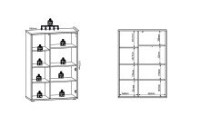 Glasvitrine >Bellano< in Viking Oak Dekor, MDF, Spannplatte - 90x128x38 (BxHxT)