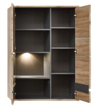 Hängevitrine >Bellano< in Viking Oak Dekor, MDF, Spannplatte - 90x126x38 (BxHxT)