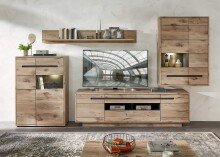 Hängevitrine >Bellano< in Viking Oak Dekor, MDF, Spannplatte - 90x126x38 (BxHxT)