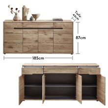 Sideboard >Bellano< in Viking Oak Dekor, MDF, Spannplatte - 185x87x44cm (BxHxT)