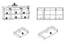 Sideboard >Bellano< in Viking Oak Dekor, MDF, Spannplatte - 185x87x44cm (BxHxT)