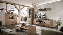 Highboard >Bellano< in Viking Oak Dekor, MDF, Spannplatte - 125x128x38cm (BxHxT)