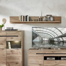 Wandboard >Bellano< in Viking Oak Dekor, Spannplatte - 185x25x22cm (BxHxT)