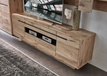 Wohnwand >Bellano< in Viking Oak Dekor, MDF, Spannplatte - 346x202x44cm (BxHxT)