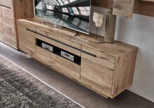 Wohnwand >Bellano< in Viking Oak Dekor, MDF, Spannplatte - 346x202x44cm (BxHxT)