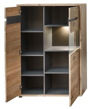 Wohnwand >Bellano< in Viking Oak Dekor, MDF, Spannplatte - 309x185x44cm (BxHxT)