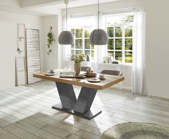 Kulissentisch >Komfort 2< in plankeneiche / graphit - 160x76x90cm (BxHxT)