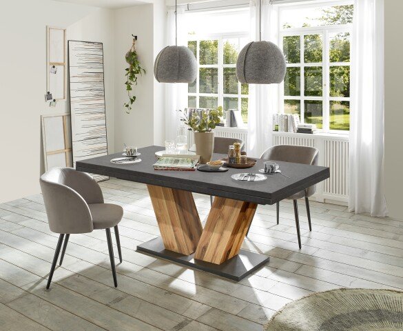 Kulissentisch >Komfort 2< in graphit / plankeneiche - 160x76x90cm (BxHxT)