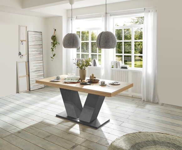 Kulissentisch >Komfort 2< in asteiche / graphit - 180x76x90cm (BxHxT)