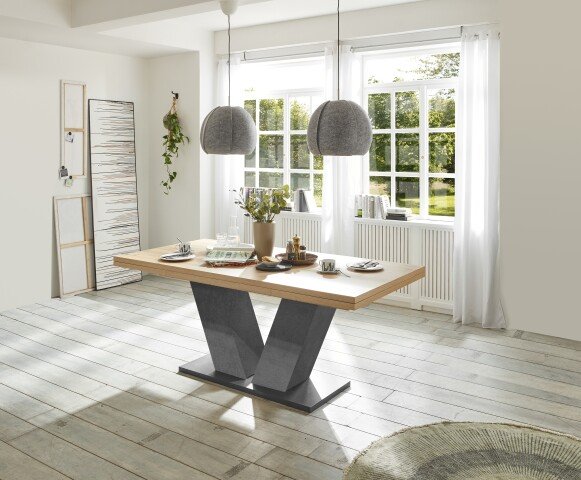 Kulissentisch >Komfort 2< in asteiche / graphit - 180x76x90cm (BxHxT)