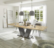 Kulissentisch >Komfort 2< in plankeneiche / graphit - 180x76x90cm (BxHxT)