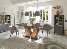 Kulissentisch >Komfort 2< in graphit / plankeneiche - 180x76x90cm (BxHxT)