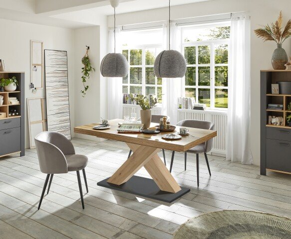 Kulissentisch >Komfort 2< in plankeneiche / asteiche - 160x76x90cm (BxHxT)