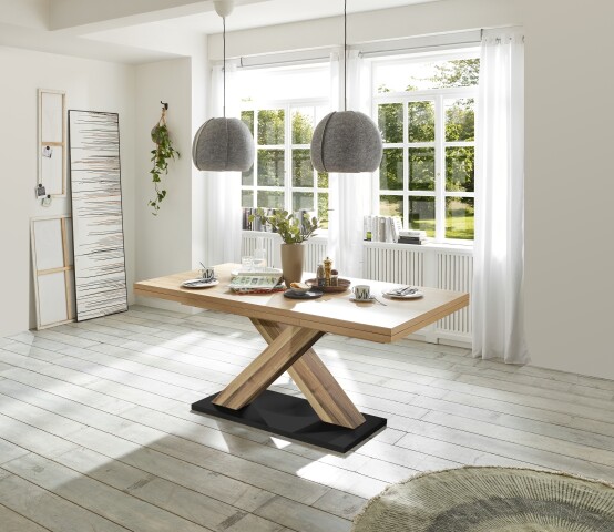 Kulissentisch >Komfort 2< in plankeneiche / graphit - 160x76x90cm (BxHxT)