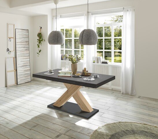 Kulissentisch >Komfort 2< in graphit / asteiche - 180x76x90cm (BxHxT)