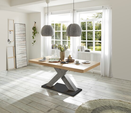 Kulissentisch >Komfort 2< in asteiche / graphit - 180x76x90cm (BxHxT)
