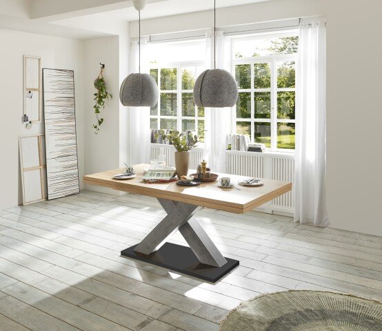 Kulissentisch >Komfort 2< in asteiche / graphit - 180x76x90cm (BxHxT)