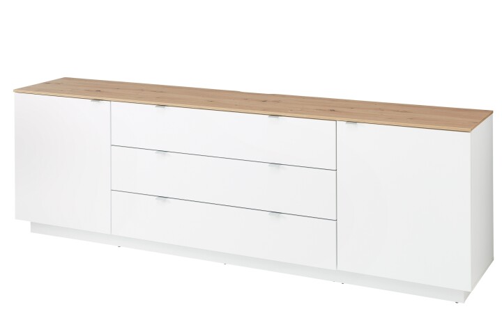 Lowboard >Core< in weiß supermatt Dekor, MDF, Spannplatte - 240x77x44cm (BxHxT)