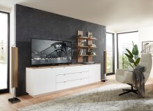 Lowboard >Core< in weiß supermatt Dekor, MDF, Spannplatte - 240x77x44cm (BxHxT)