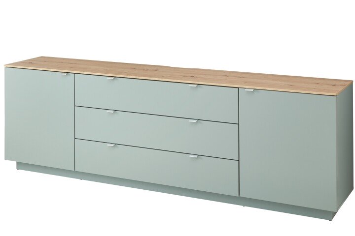 Lowboard >Core< in schilfgrün supermatt Dekor - 240x77x44 (BxHxT)