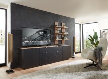 Lowboard >Core< in schwarz supermatt Dekor, MDF, Spannplatte - 240x77x44 (BxHxT)